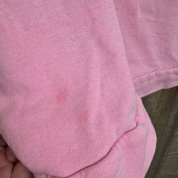 PINK Victorias Secret Light Pink White Logo Pullover Hoodie Sweater Large - Picture 5 of 8